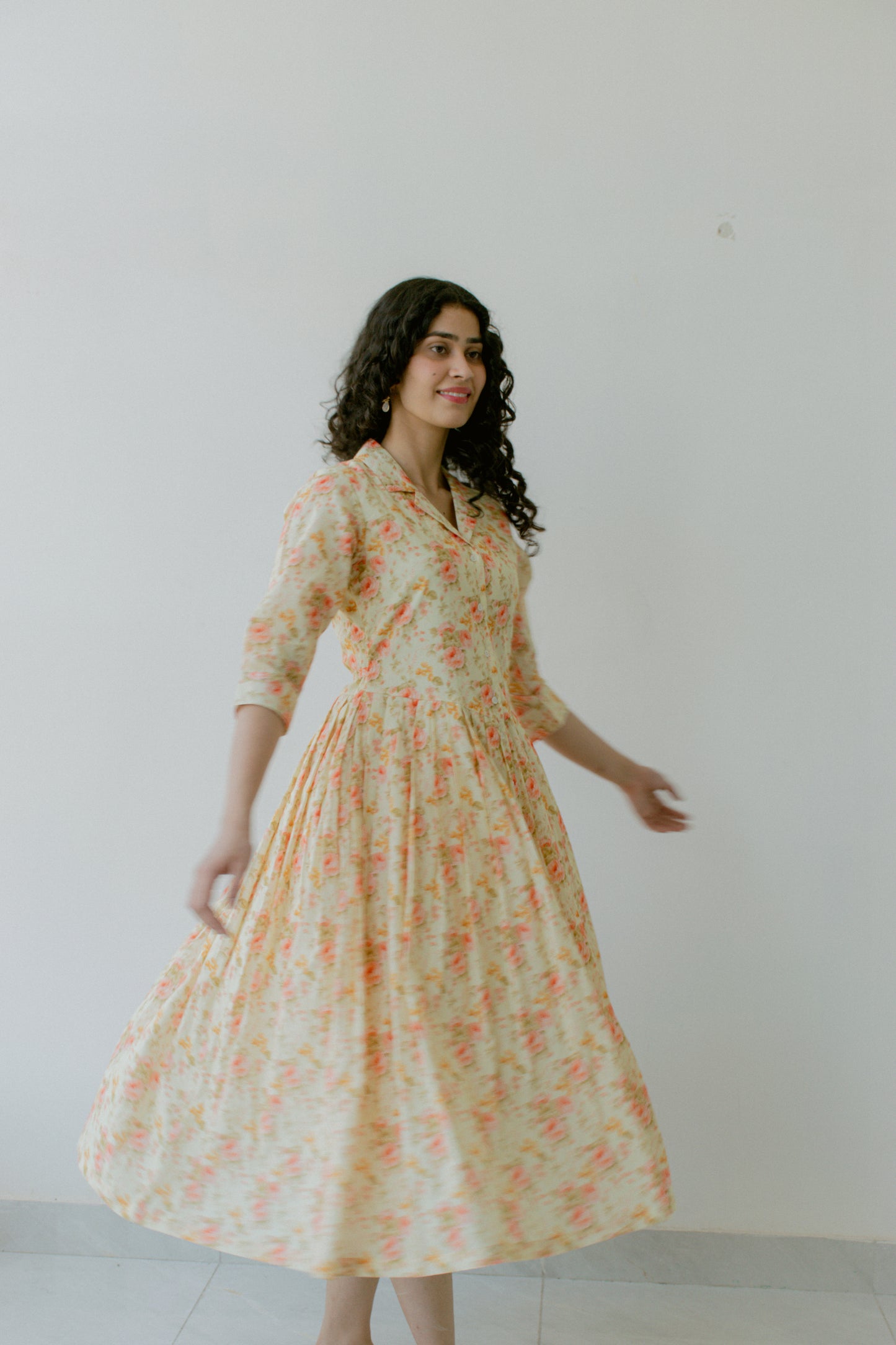 Petal Pleat Midi Dress