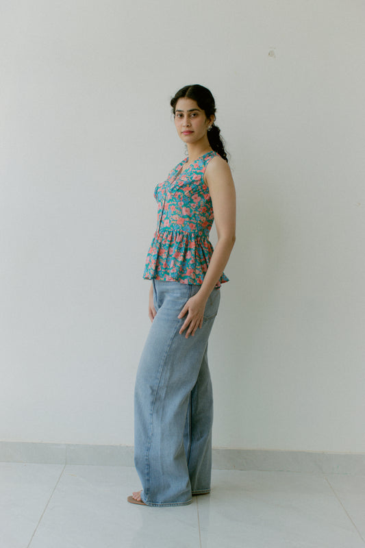 Lila Garden Peplum Top