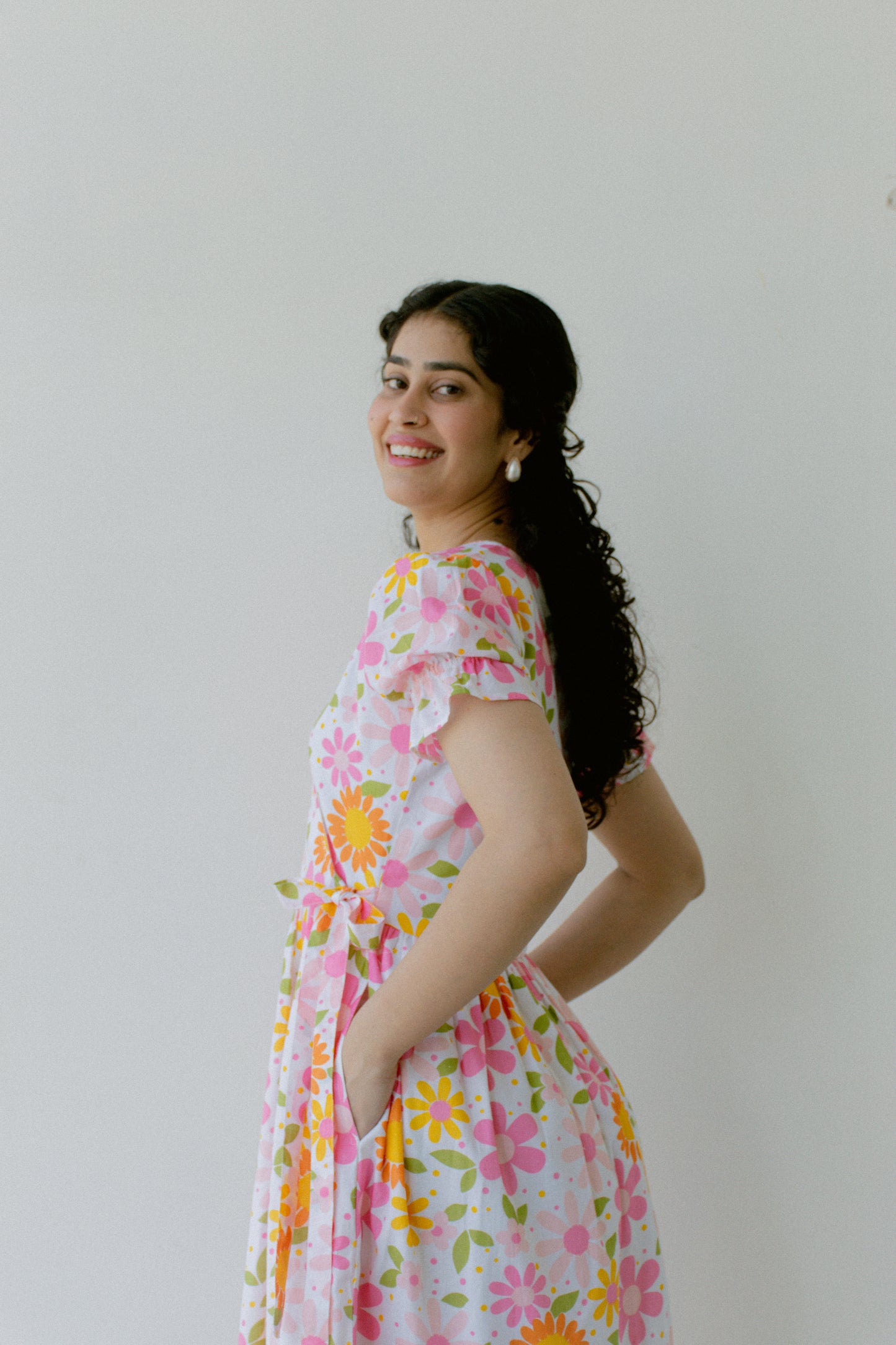 Blush Cotton Midi Dress