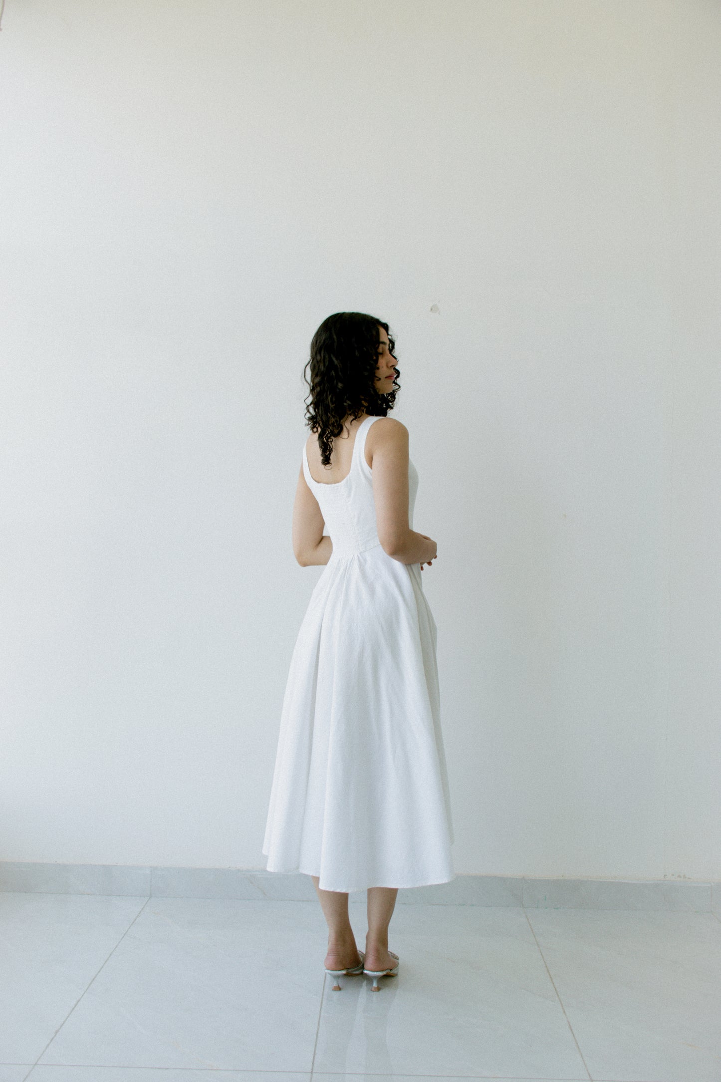 Aveline Cotton Satin Midi Dress