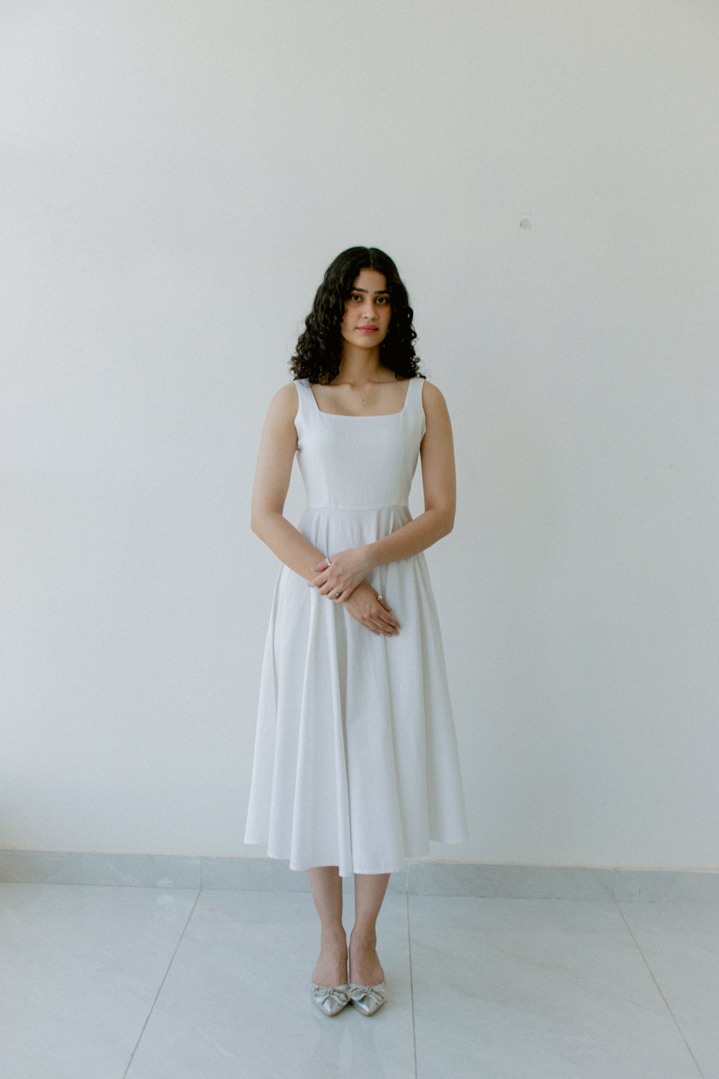 Aveline Cotton Satin Midi Dress