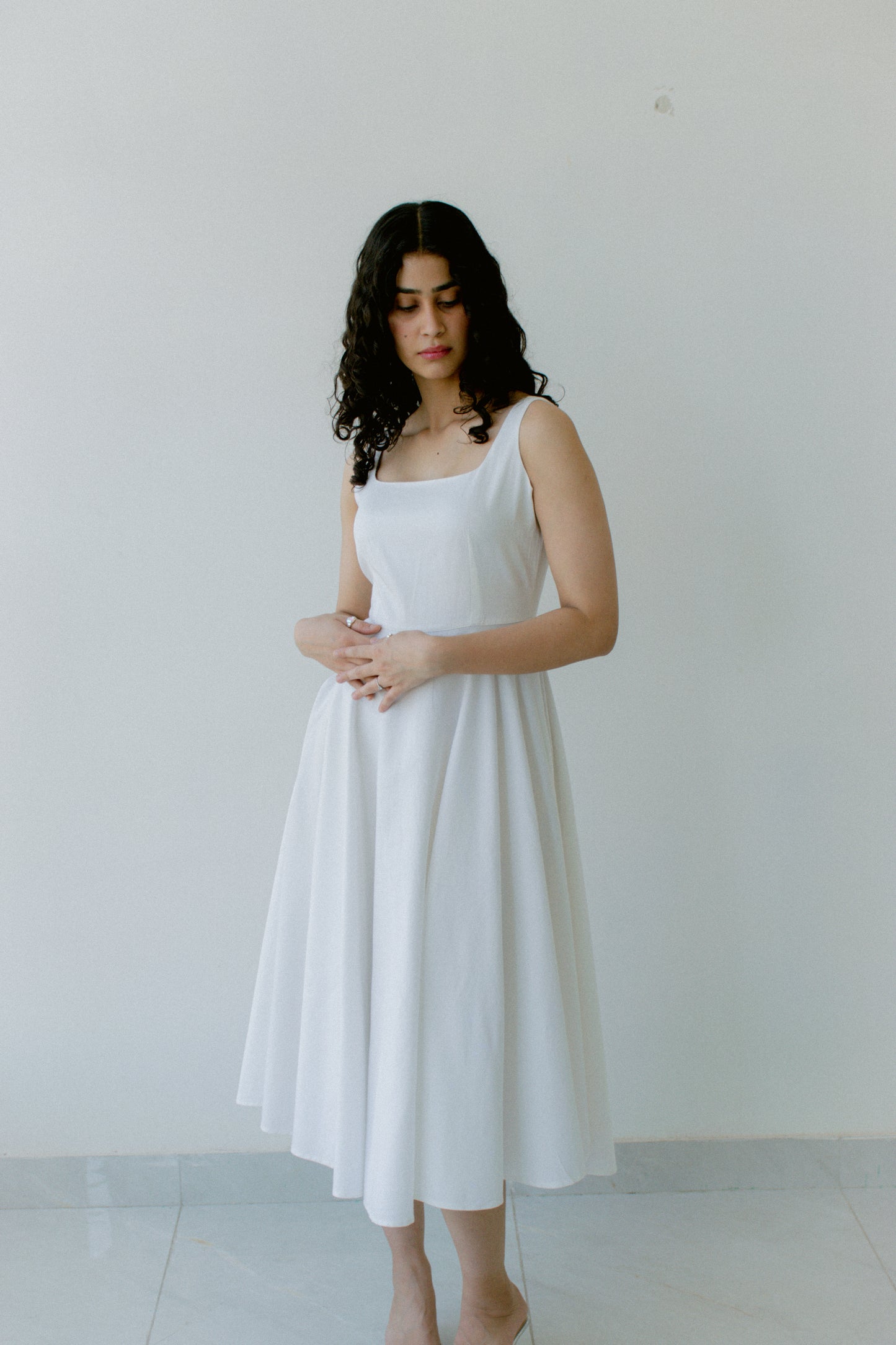 Aveline Cotton Satin Midi Dress