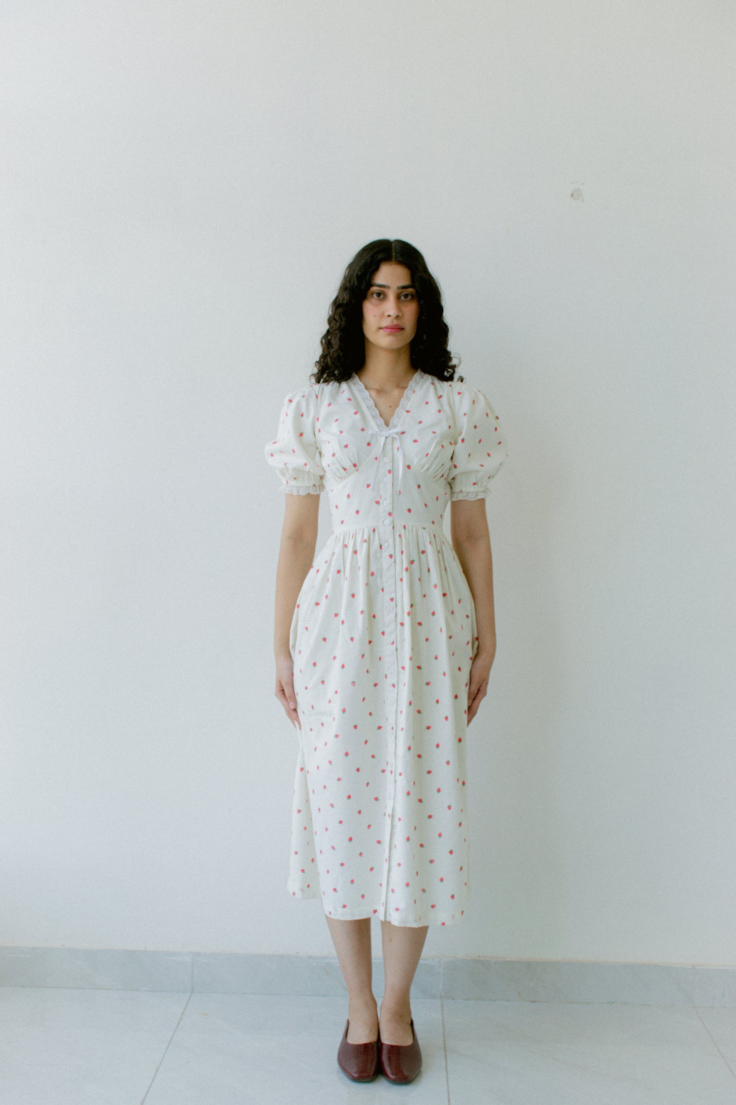 Berry Cotton Midi Dress