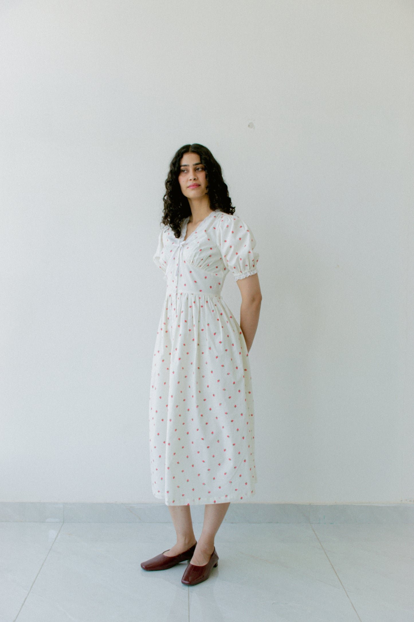 Berry Cotton Midi Dress