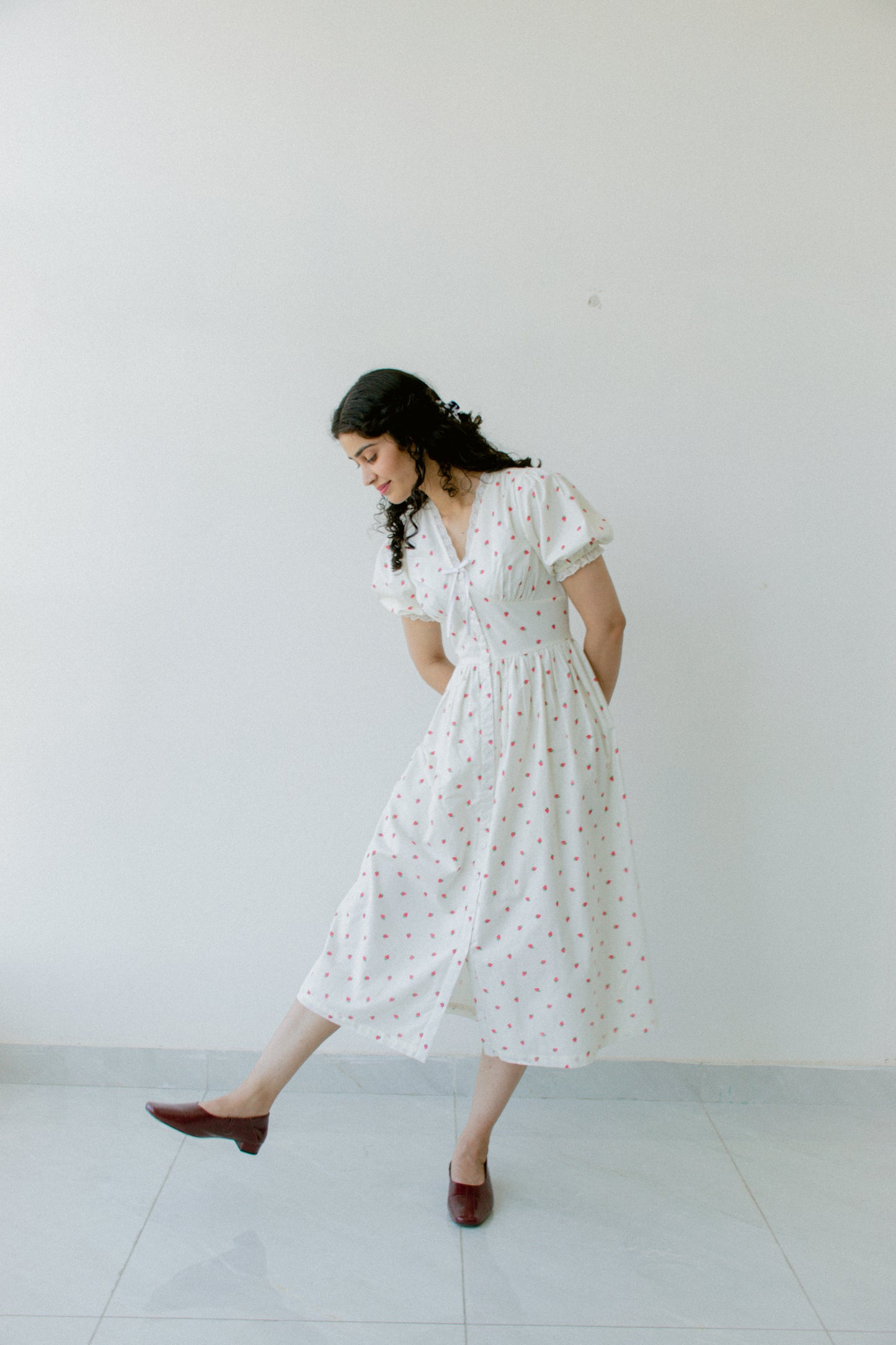 Berry Cotton Midi Dress