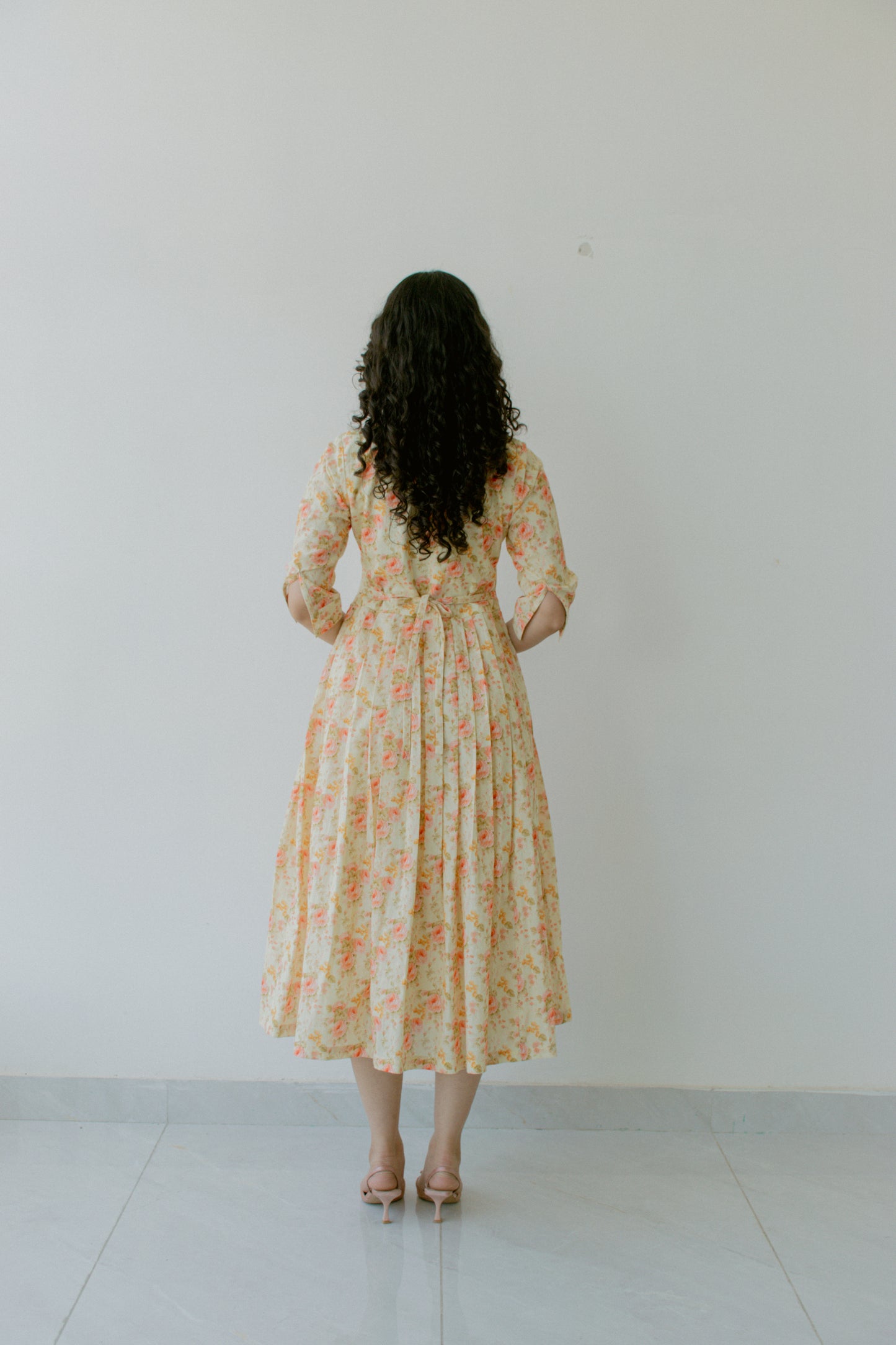 Petal Pleat Midi Dress