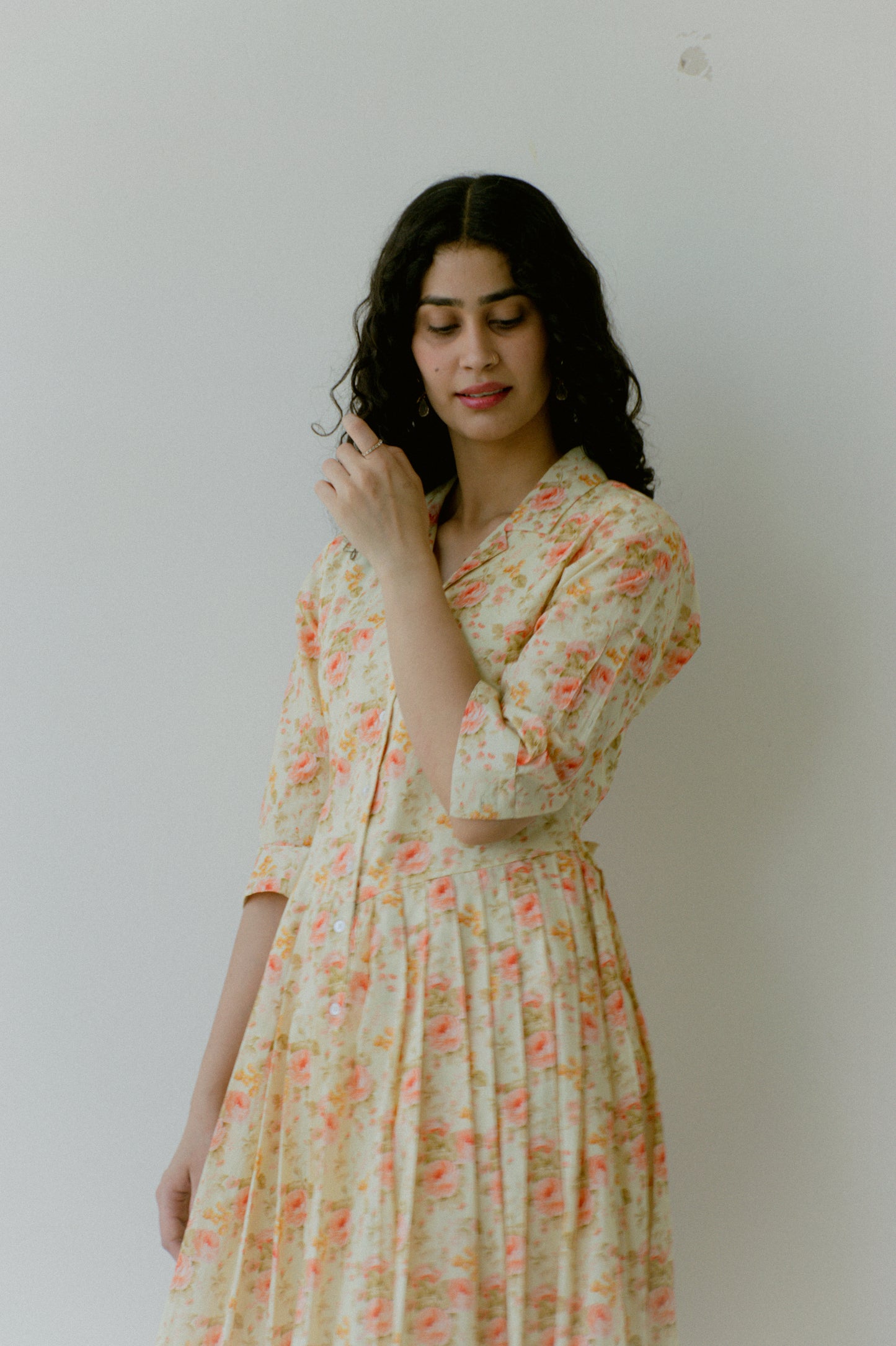 Petal Pleat Midi Dress