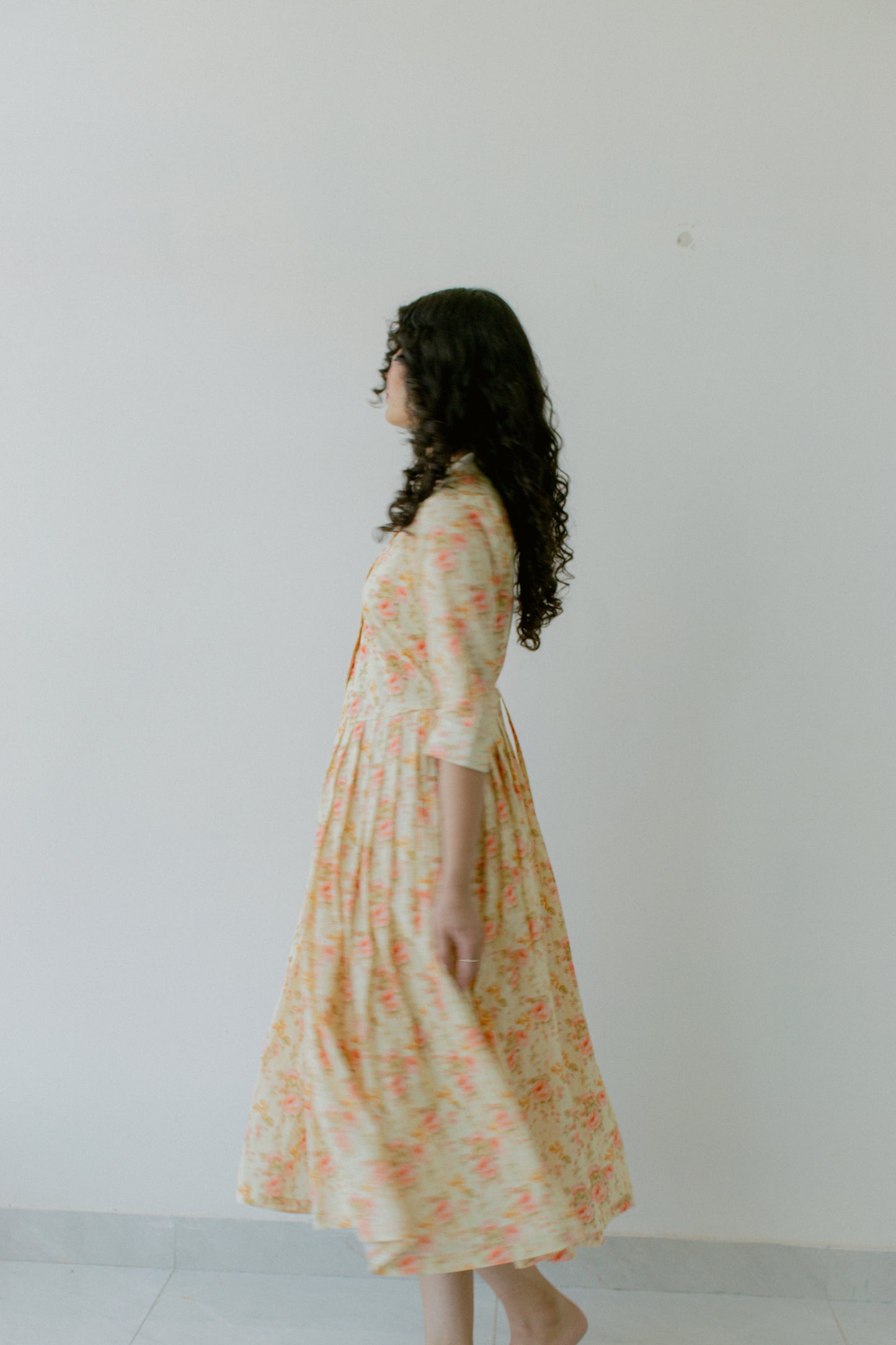 Petal Pleat Midi Dress