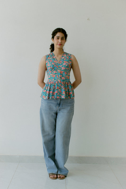 Lila Garden Peplum Top