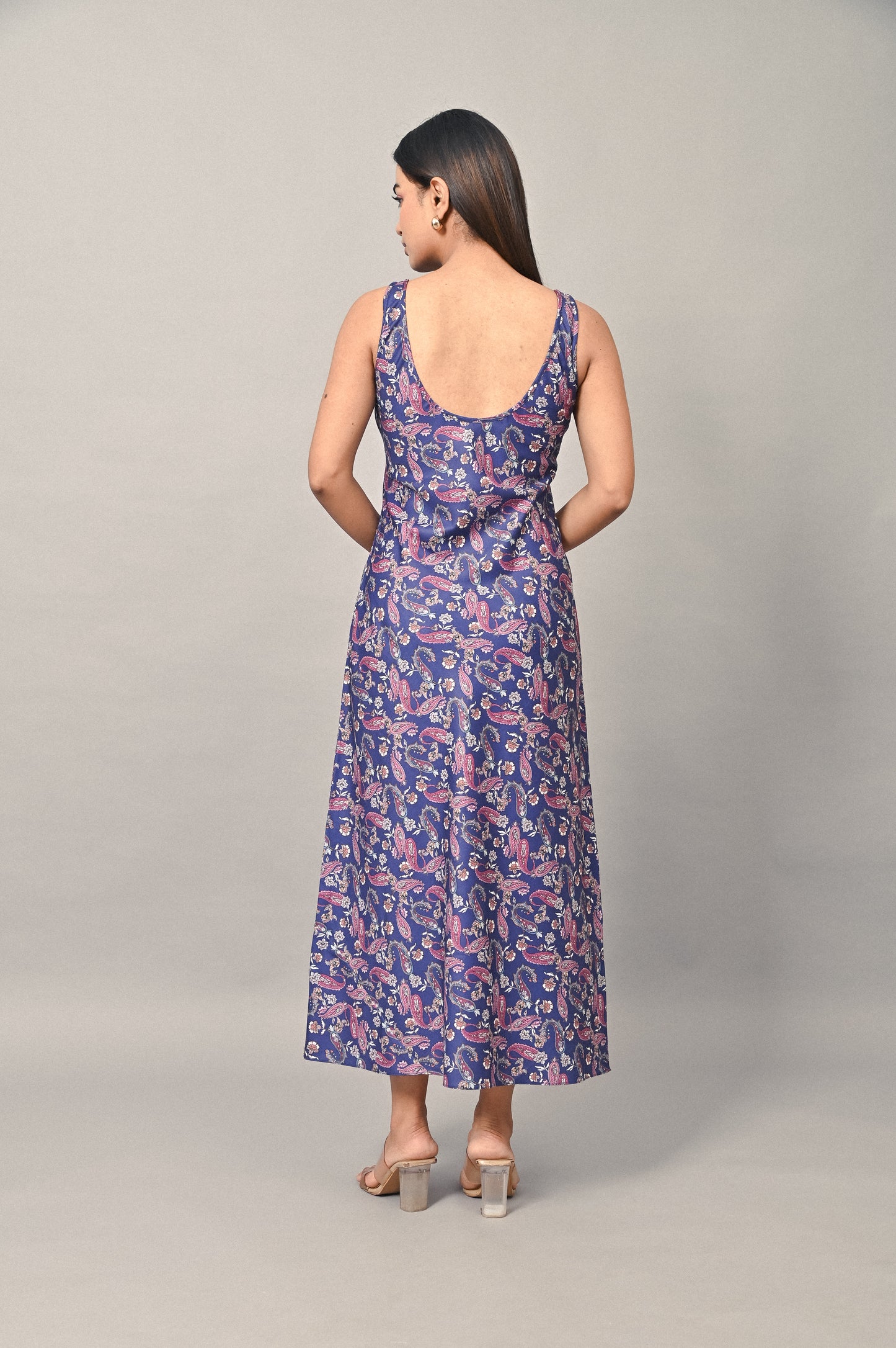 Midnight Paisley Midi Dress