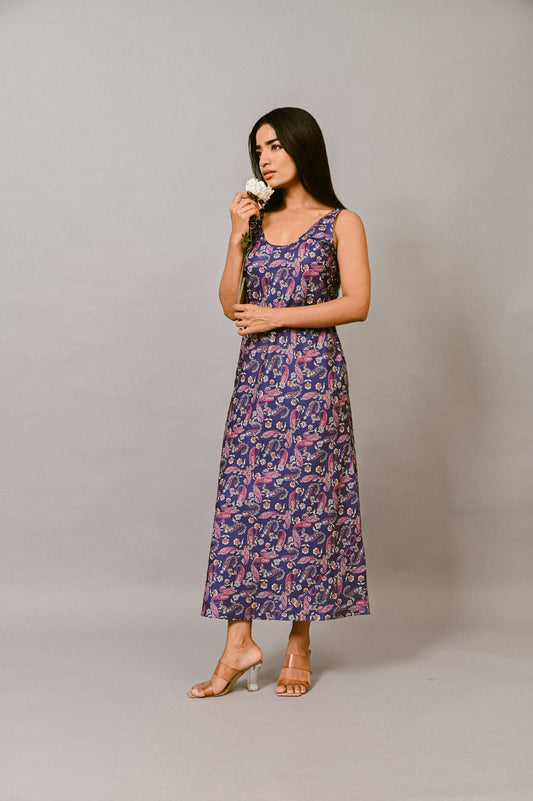 Midnight Paisley Midi Dress
