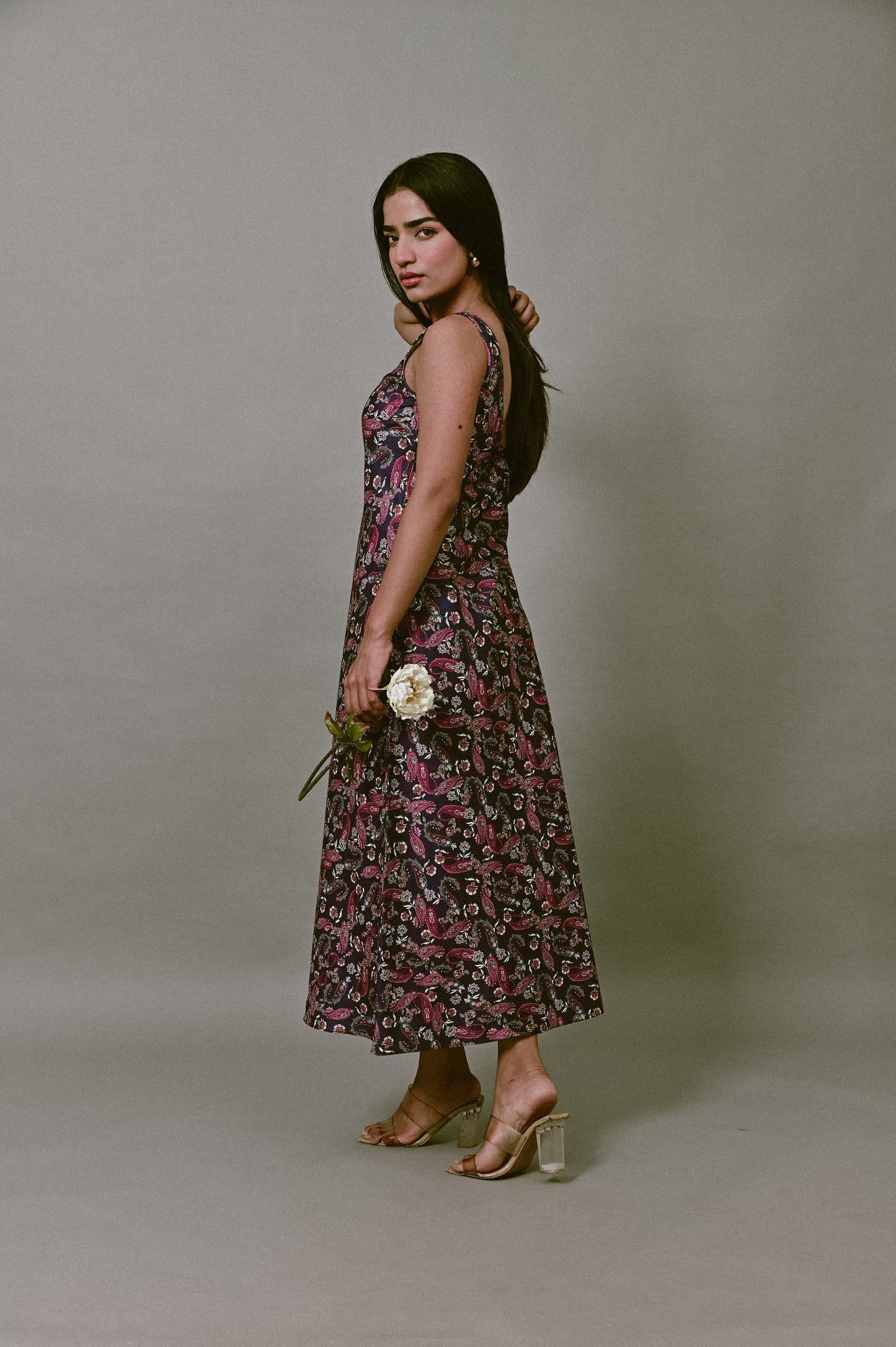 Midnight Paisley Midi Dress